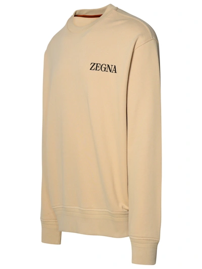 Shop Zegna Beige Cotton Sweatshirt Man In Cream
