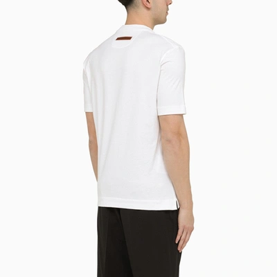 Shop Zegna White Crew Neck T-shirt With Logo Men In Black