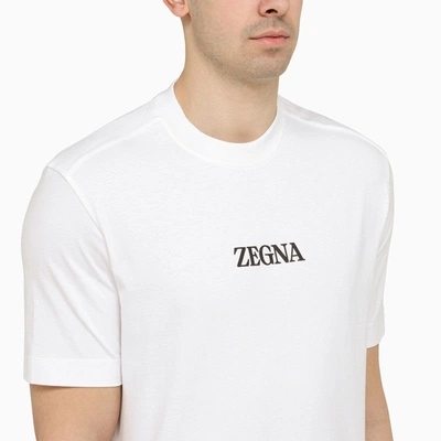 Shop Zegna White Crew Neck T-shirt With Logo Men In Black