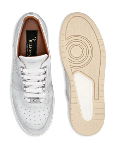 Billionaire Croc-effect Leather Low-top Sneakers In White