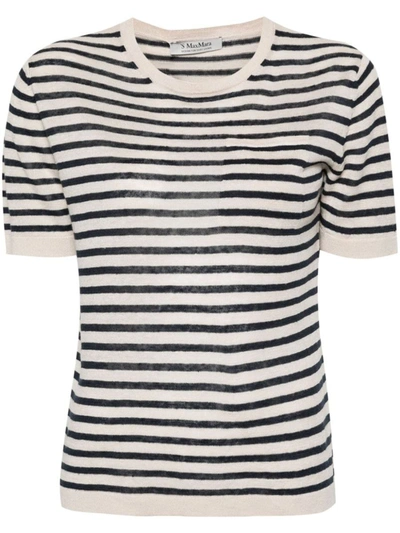 Shop 's Max Mara Striped Linen T-shirt In Blue