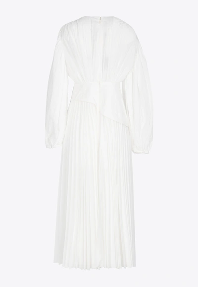 Shop Acler Brooke Pleated Mid Dress In Ivory