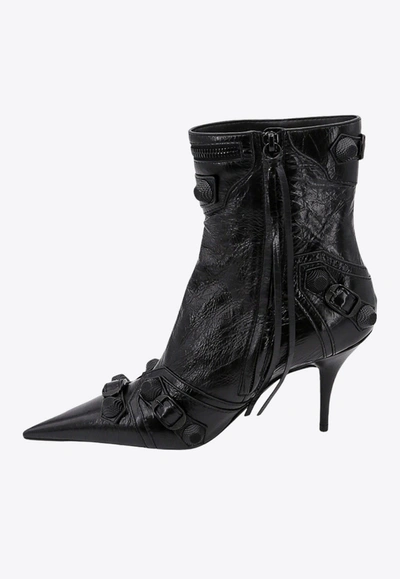 Shop Balenciaga Cagole 90 Leather Ankle Boots In Black