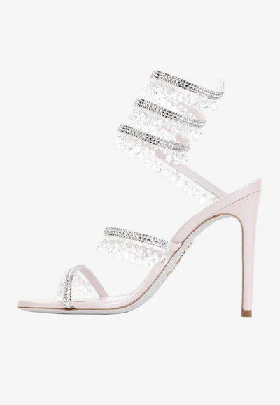 Shop René Caovilla Chandelier 110 Crystal-embellished Sandals In Mauve