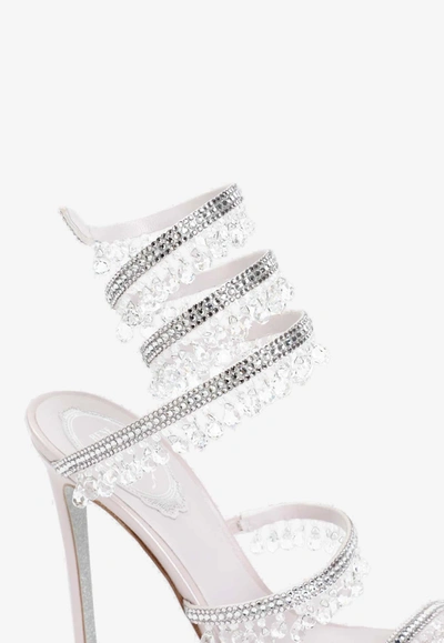 Shop René Caovilla Chandelier 110 Crystal-embellished Sandals In Mauve