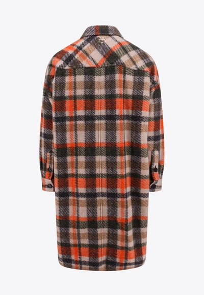 Shop Isabel Marant Checked Long Coat In Multicolor