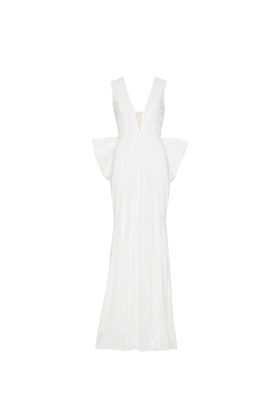 Rebecca Vallance Davina Striped Sequin Bow Gown