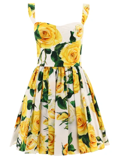 Shop Dolce & Gabbana Corset Dress With Rose Print