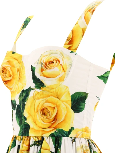 Shop Dolce & Gabbana Corset Dress With Rose Print