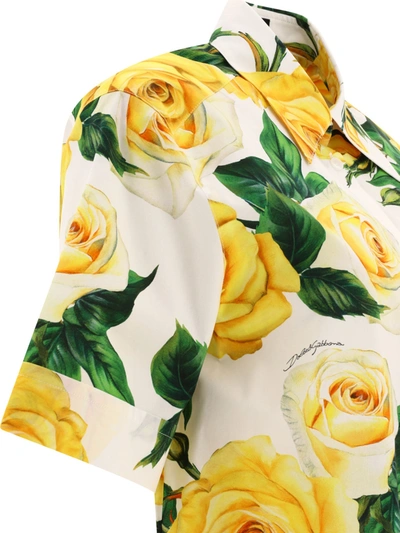 Shop Dolce & Gabbana Cropped Shirt With Rose Print