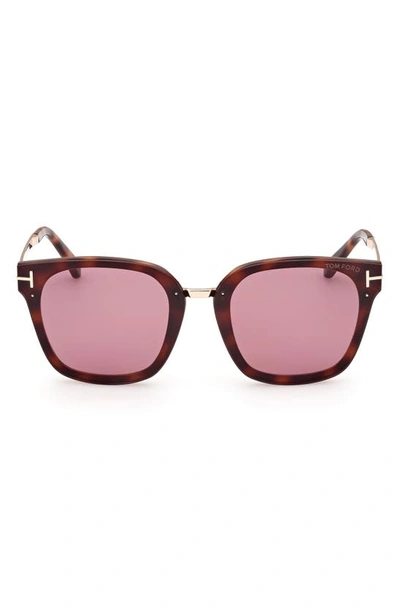 Shop Tom Ford Philippa 68mm Gradient Square Sunglasses In Dark Havana / Violet
