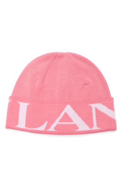 Shop Lanvin Logo Wool Beanie In Pink