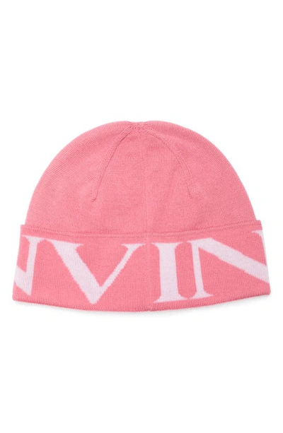 Shop Lanvin Logo Wool Beanie In Pink