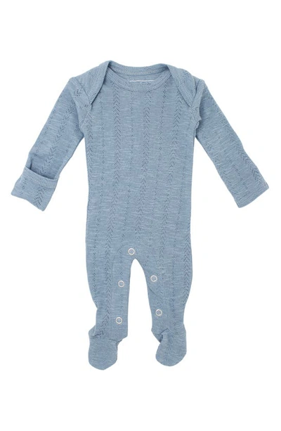 Shop L'ovedbaby Pointelle Organic Cotton Footie In Pool