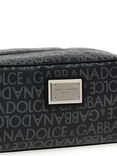 Shop Dolce & Gabbana Leather Toiletry Bag In Black