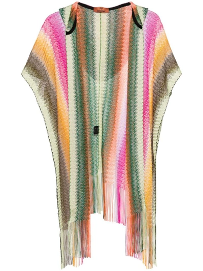Shop Missoni Hooded Poncho In Multicolour