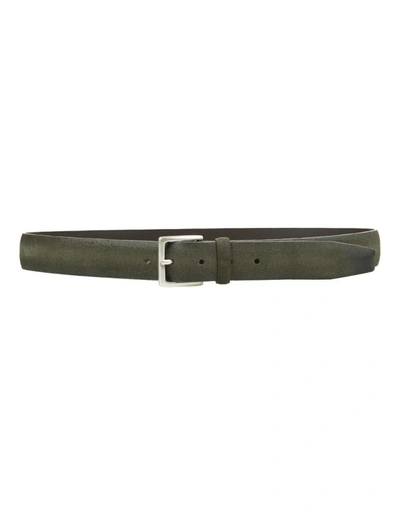 Shop Orciani Olive 3.5cm Suede Cloudy Belt In Green