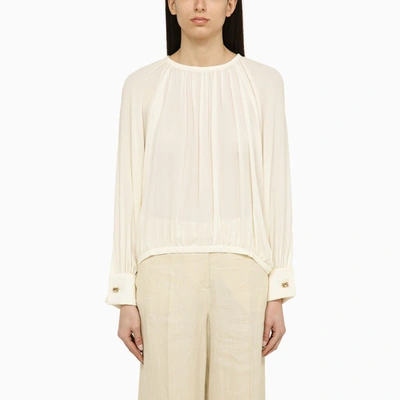 Shop Max Mara Ivory-white Silk Blouse