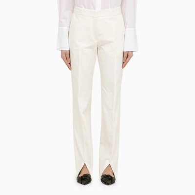 Jil Sander White Cotton Trousers With Slits In White