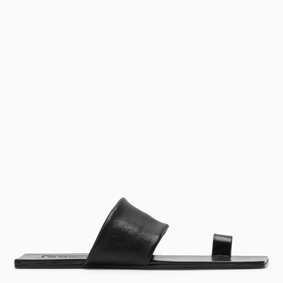 Shop Jil Sander Black Leather Low Sandal