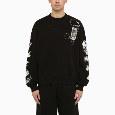 Shop Off-white ™ Black Cotton Crewneck Sweatshirt With Logo Print