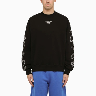 Shop Off-white ™ Black Cotton Crewneck Sweatshirt With Logo Embroidery