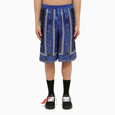 Shop Off-white ™ Nautical Blue Viscose Bermuda Shorts With Print