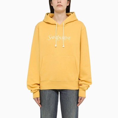 Saint Laurent Cotton Hoodie W/ Vintage Embroidery In Multicolor