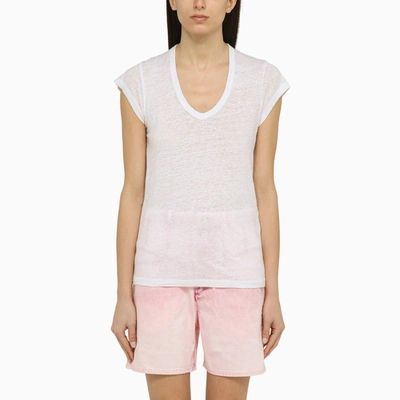 Shop Isabel Marant Étoile White Linen T-shirt