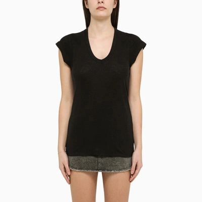 Shop Isabel Marant Étoile Black Linen T-shirt