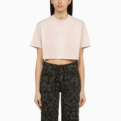 Shop Off-white ™ | Cropped Cotton T-shirt With Logo In Pink