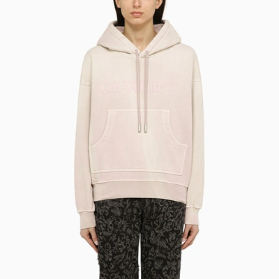 Off-white Maxi Hoodie Laundry With Logo And Patch Pocket In Pink