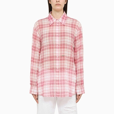Shop Dsquared2 White/pink Checked Cotton Shirt In Multicolor