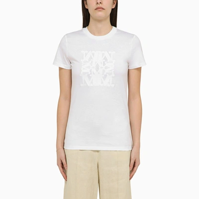 Shop Max Mara | White Cotton T-shirt With Logo