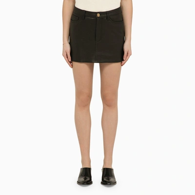 Shop Etro | Black Leather Mini Skirt