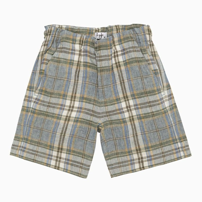 Shop Il Gufo Linen Checked Bermuda Shorts In Multicolor