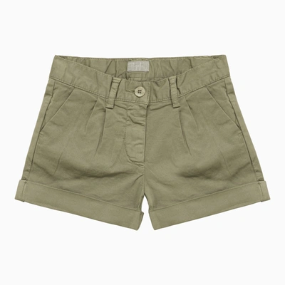 Shop Il Gufo Sage Green Cotton Shorts
