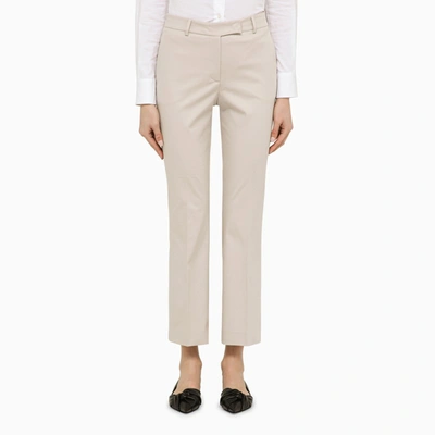 Shop Quelledue | Regular Beige Cotton Trousers In Grey
