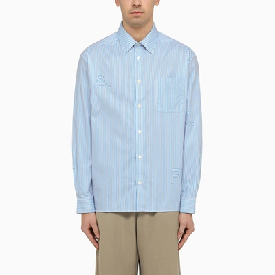 Shop Apc Blue Striped Cotton Shirt
