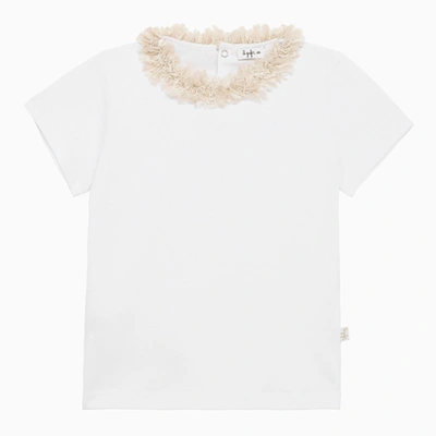 Shop Il Gufo White Cotton T-shirt With Frayed Collar