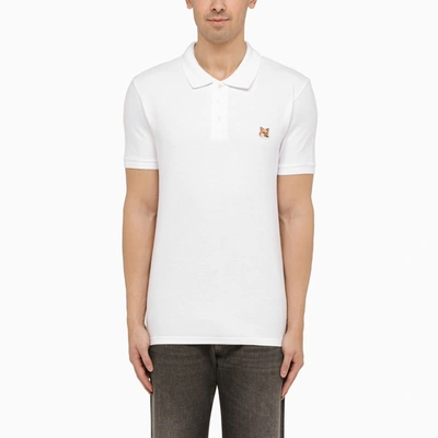 Shop Maison Kitsuné | White Cotton Polo Shirt With Logo Patch