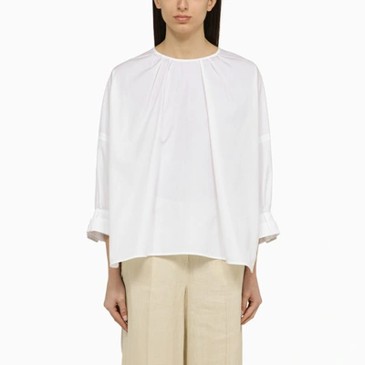 Shop 's Max Mara White Asymmetrical Cotton Shirt