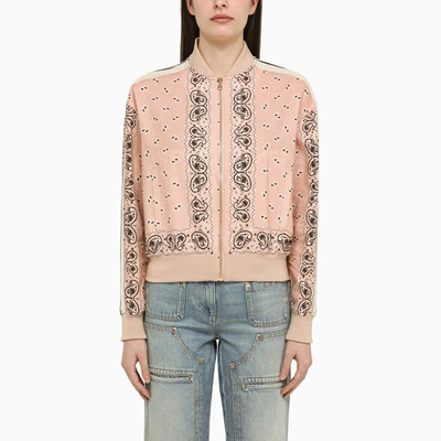 Shop Palm Angels | Pink/white Linen Blend Print Bomber Jacket