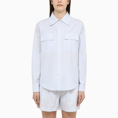 Shop Palm Angels | White/blue Striped Cotton Shirt In Light Blue