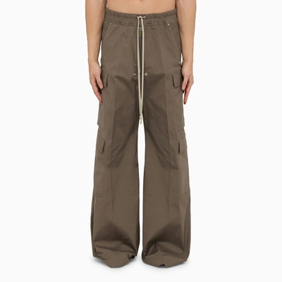 Shop Rick Owens | Wide Cargobelas Cotton Trousers Dust Grey In Beige