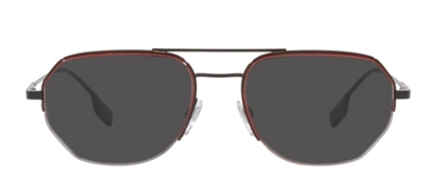 Shop Burberry Henry Be3140 100187 Navigator Sunglasses In Grey