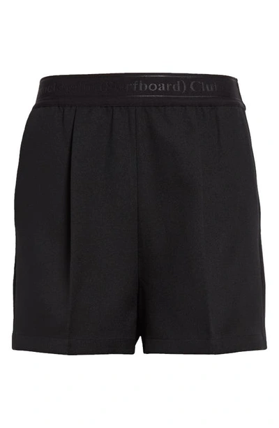 Shop Stockholm Surfboard Club Logo Jacquard Waist Loose Fit Shorts In Black
