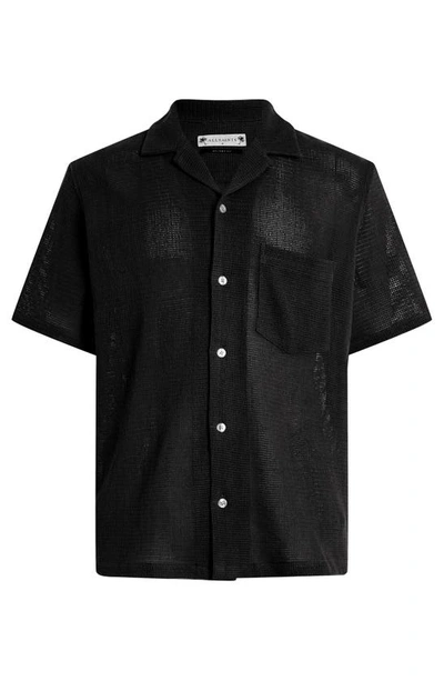 Shop Allsaints Sortie Mesh Button-up Shirt In Licorice Black