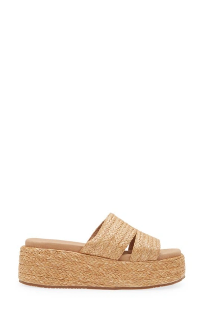 Chocolat Blu Larra Platform Slide Sandal In Toast Raffia