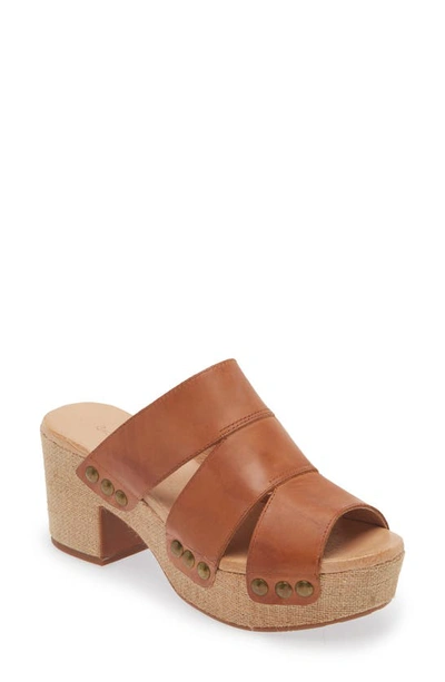 Shop Chocolat Blu Griffin Platform Slide Sandal In Whiskey Leather